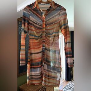 12th Tribe NWOT Striped Long Sleeve Button-Up Dress